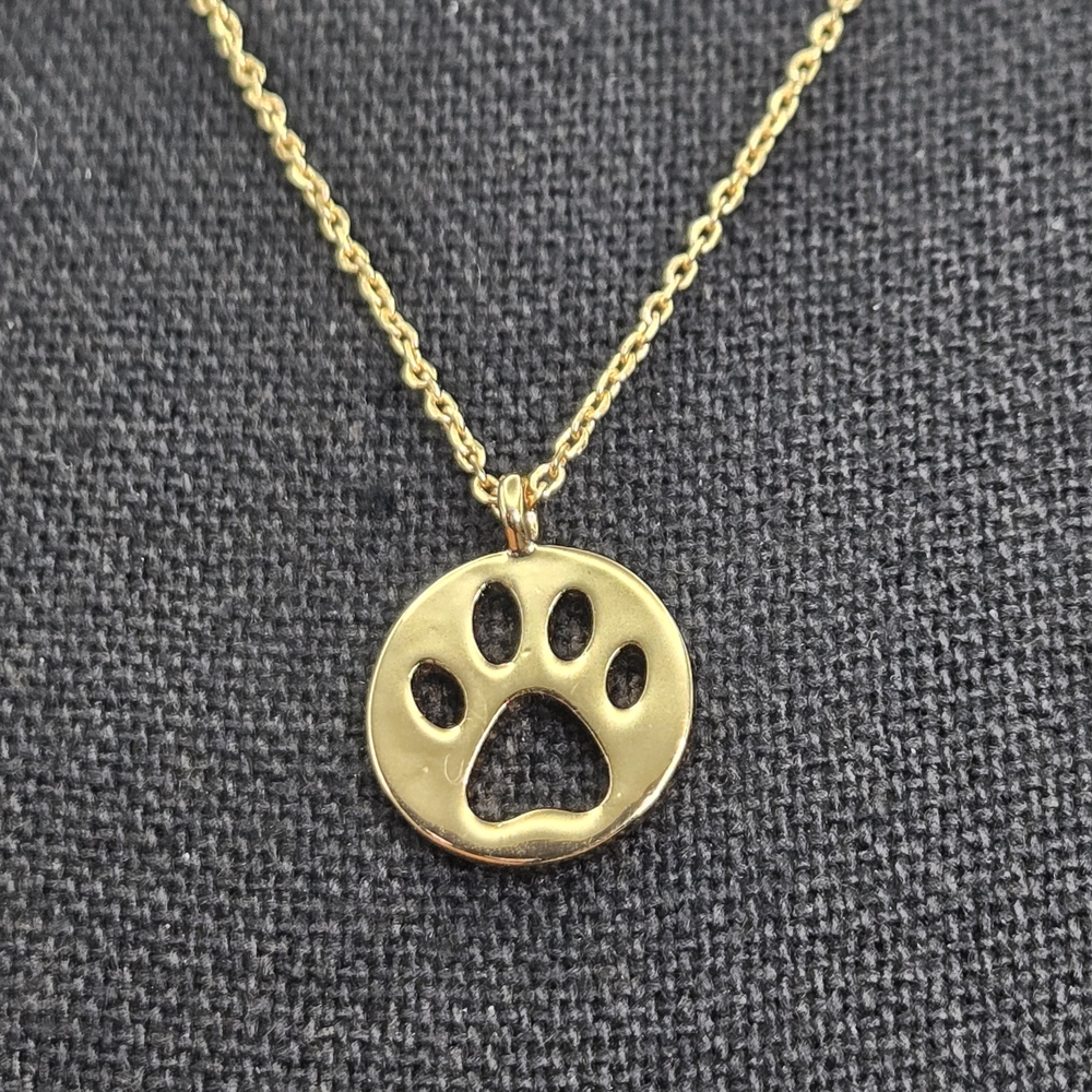 Gold Paw Print Pendant Necklace